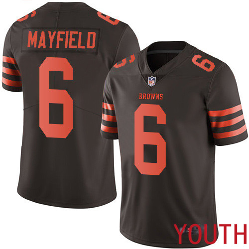 Cleveland Browns Baker Mayfield Youth Brown Limited Jersey #6 NFL Football Rush Vapor Untouchable
